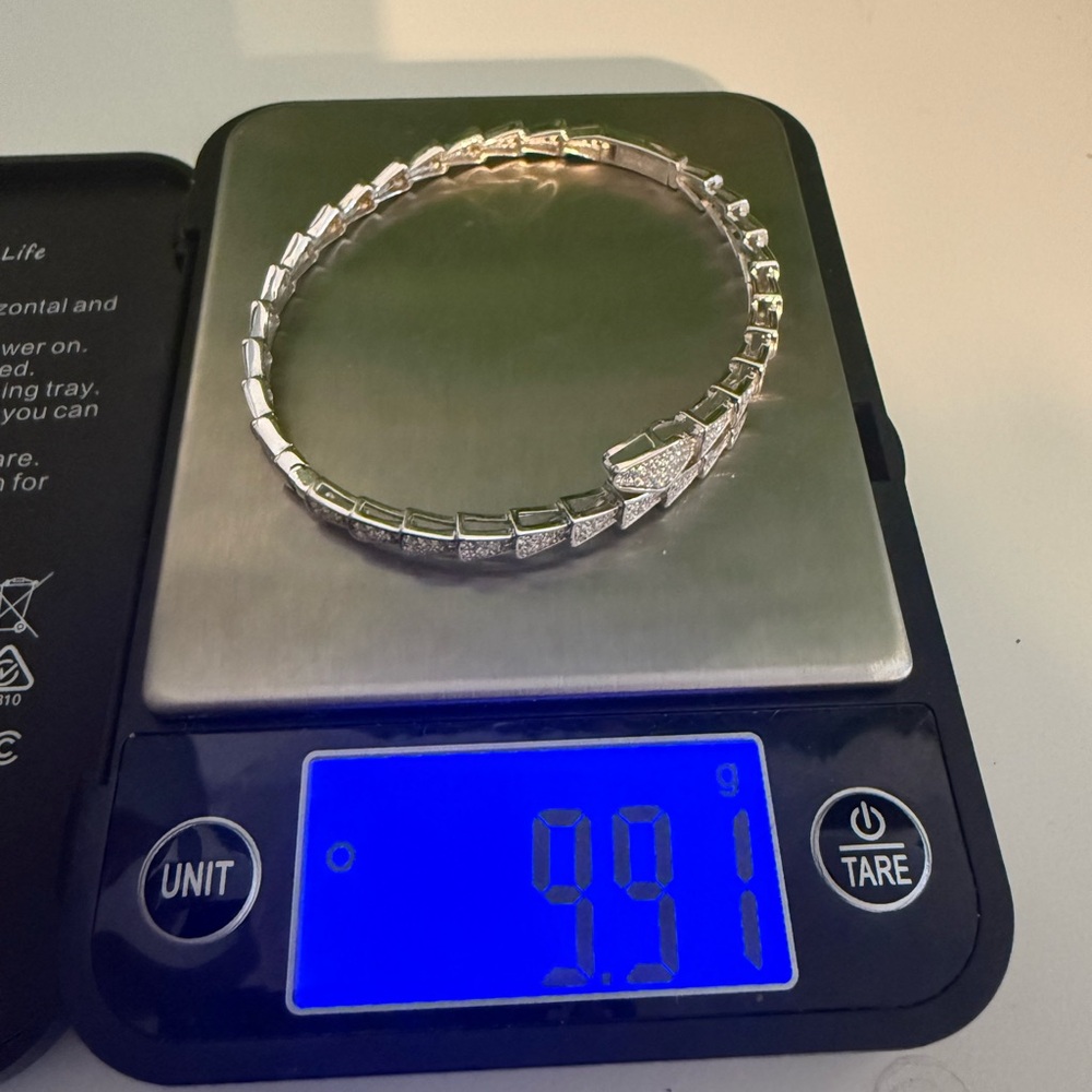 14k 16k white gold serpenti snake cz bangle bracelet - Picture 11 of 11